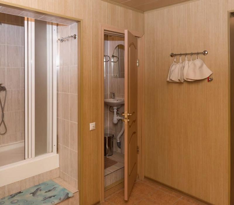 Душ и туалет в сауне 6 местного 5 комнатного 2 этажного, Коттеджа №5 в санатории Валуево. Москва